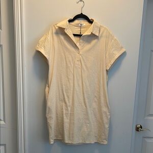 Cream Short Sleeve Shirt Dress